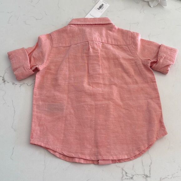 Janie and Jack Baby The Linen-Cotton Shirt in Coral Size 12/18 Months - Picture 5 of 6